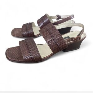 BALLY leather woven heeled sandals